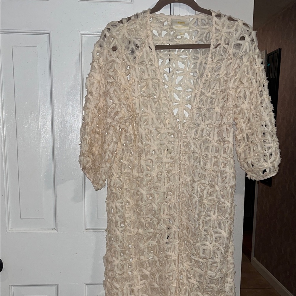 Anthropologie Cream Open Knit Cardigan